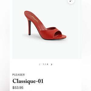Pleaser Red Vegan Leather Classique